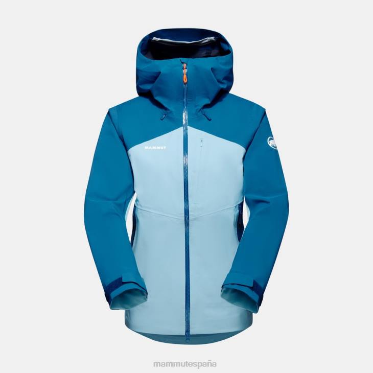 Mammut mujer ropa chaqueta con capucha alto guía hs FZHP658 hielo frío y azul profundo