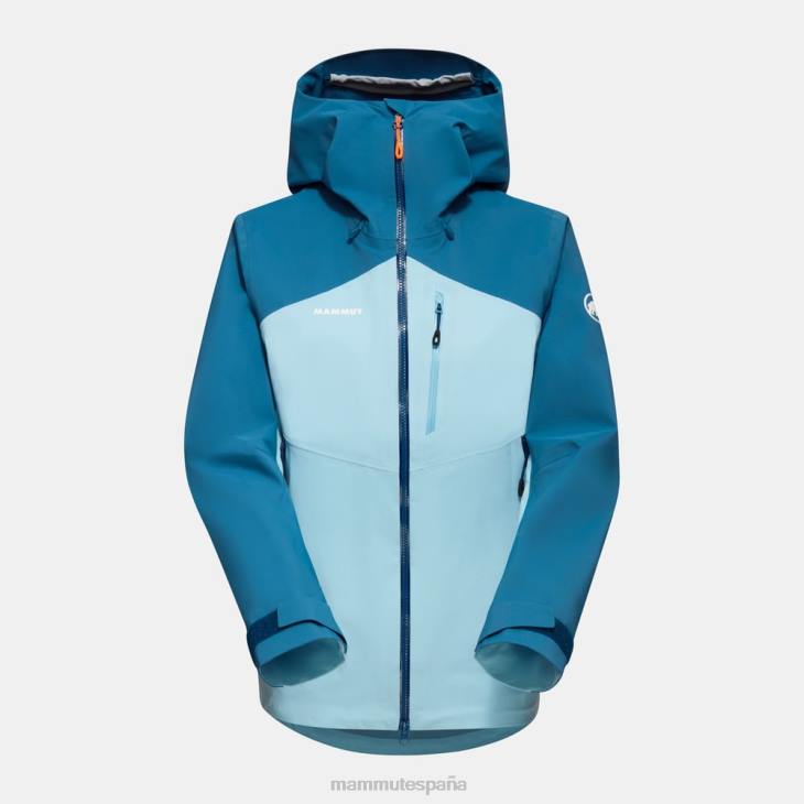 Mammut mujer ropa chaqueta con capucha alto guía hs FZHP658 hielo frío y azul profundo