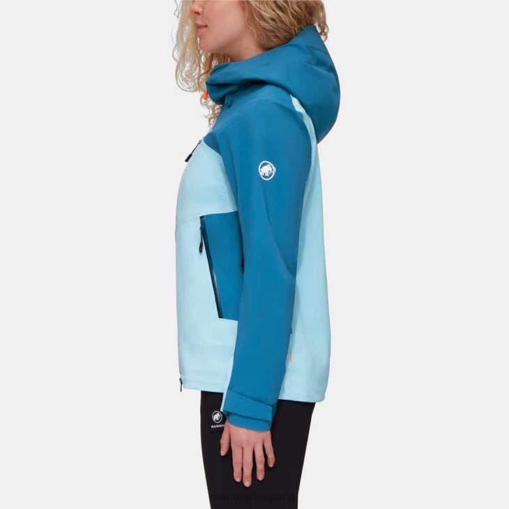 Mammut mujer ropa chaqueta con capucha alto guía hs FZHP658 hielo frío y azul profundo